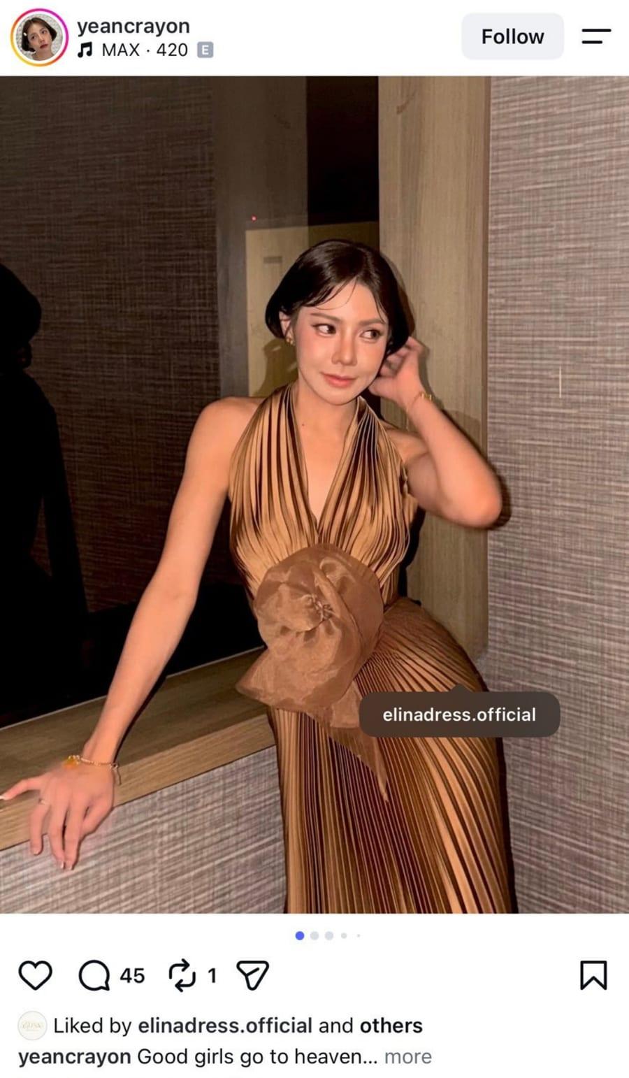 โพสต์ Instagram จาก @yeancrayon ที่แท็ก ELINA Dress Rental
